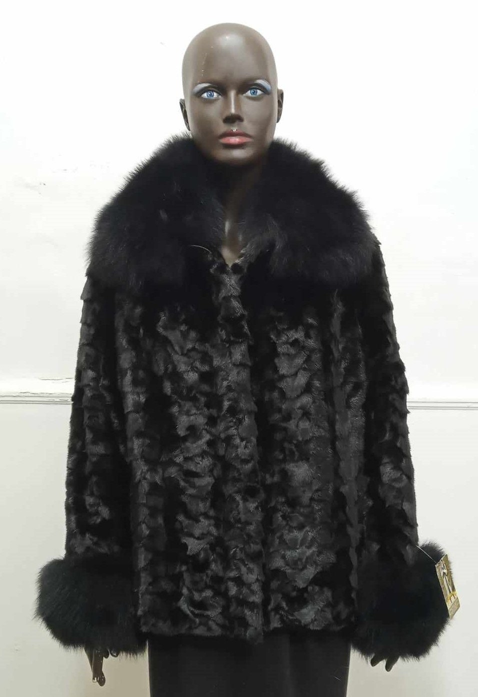 Fur Collar Faux Fur Mink Combination Black Mink Head Back