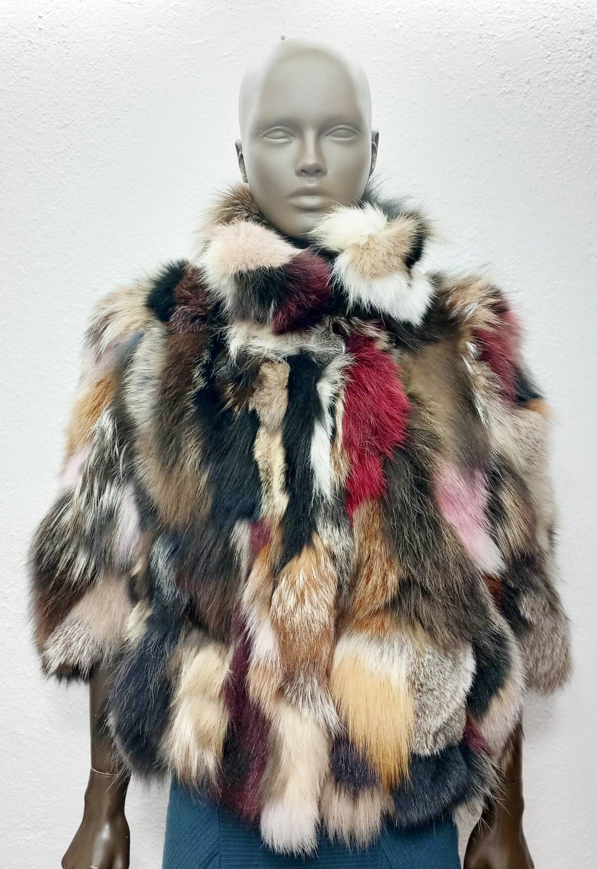 Multicolor fox fur clearance coat