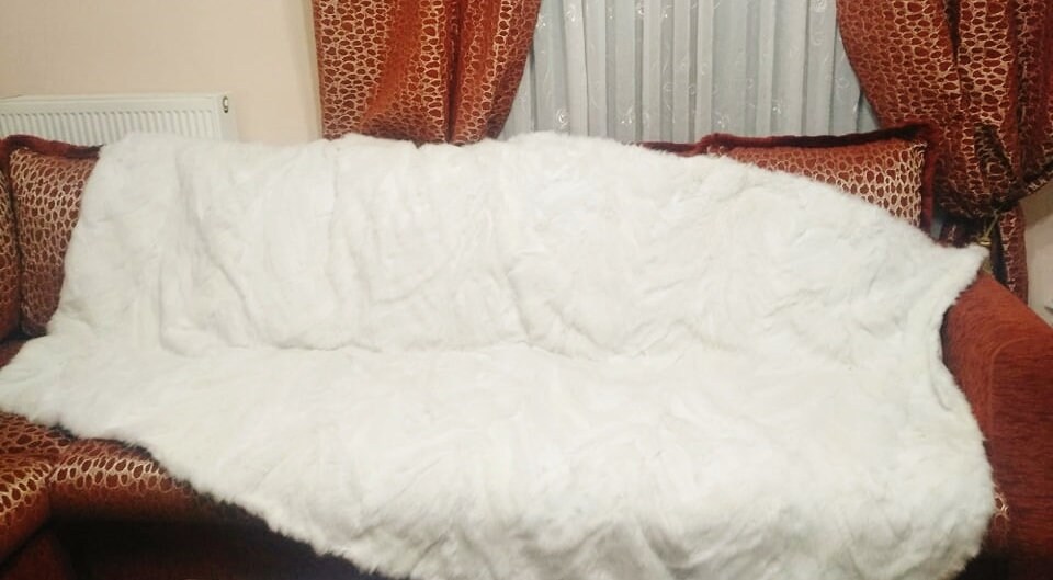 Real White Fur Blanketnatural Fur Sofa Cover Real Fur Etsy