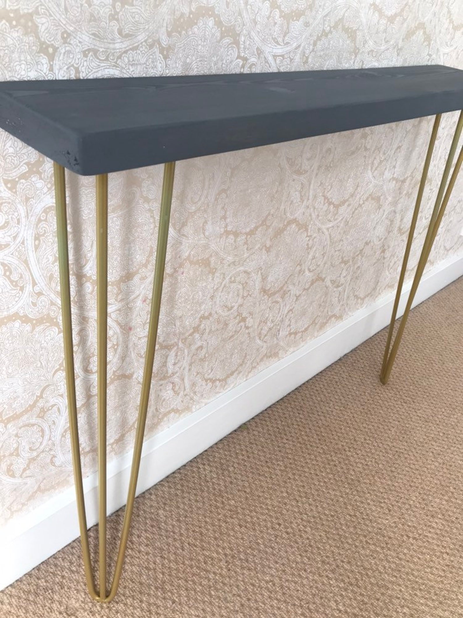 Wooden console table with hairpin legs radiator shelf FREE Etsy
