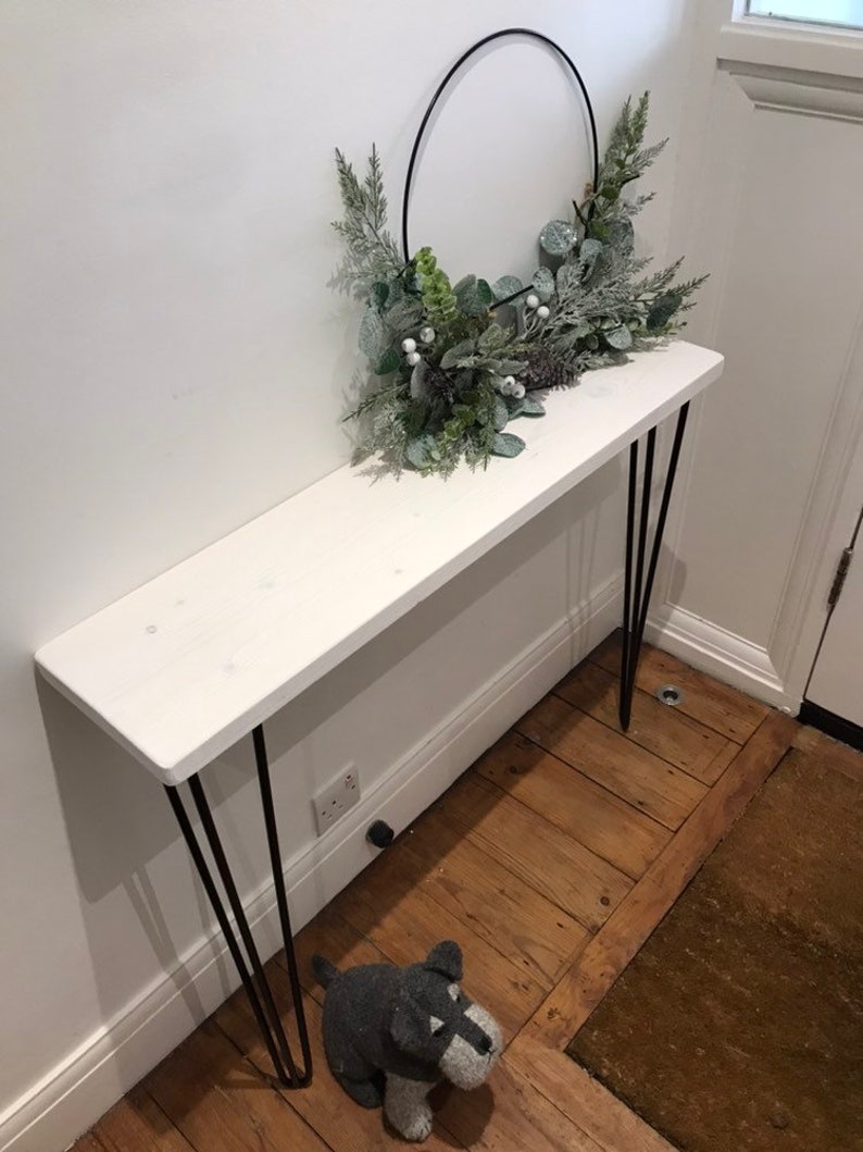 Chunky Wooden Console Table With Hairpin Legs FREE DELIVERY Etsy