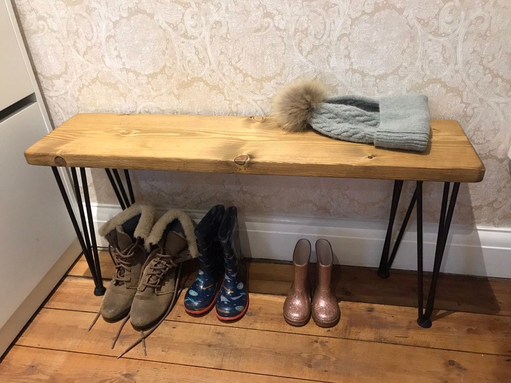 Wooden bench with hairpin legs in a choice of colours FREE Etsy