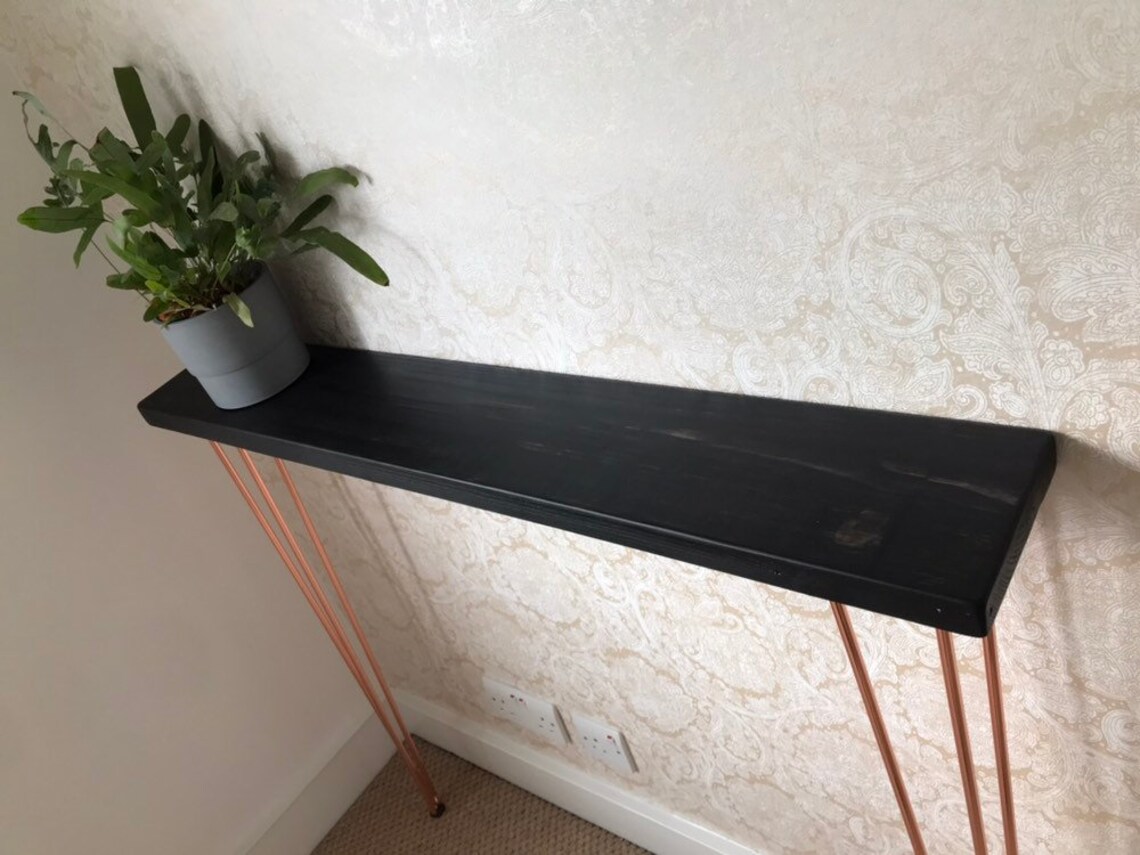 Wooden console table with hairpin legs radiator shelf FREE Etsy