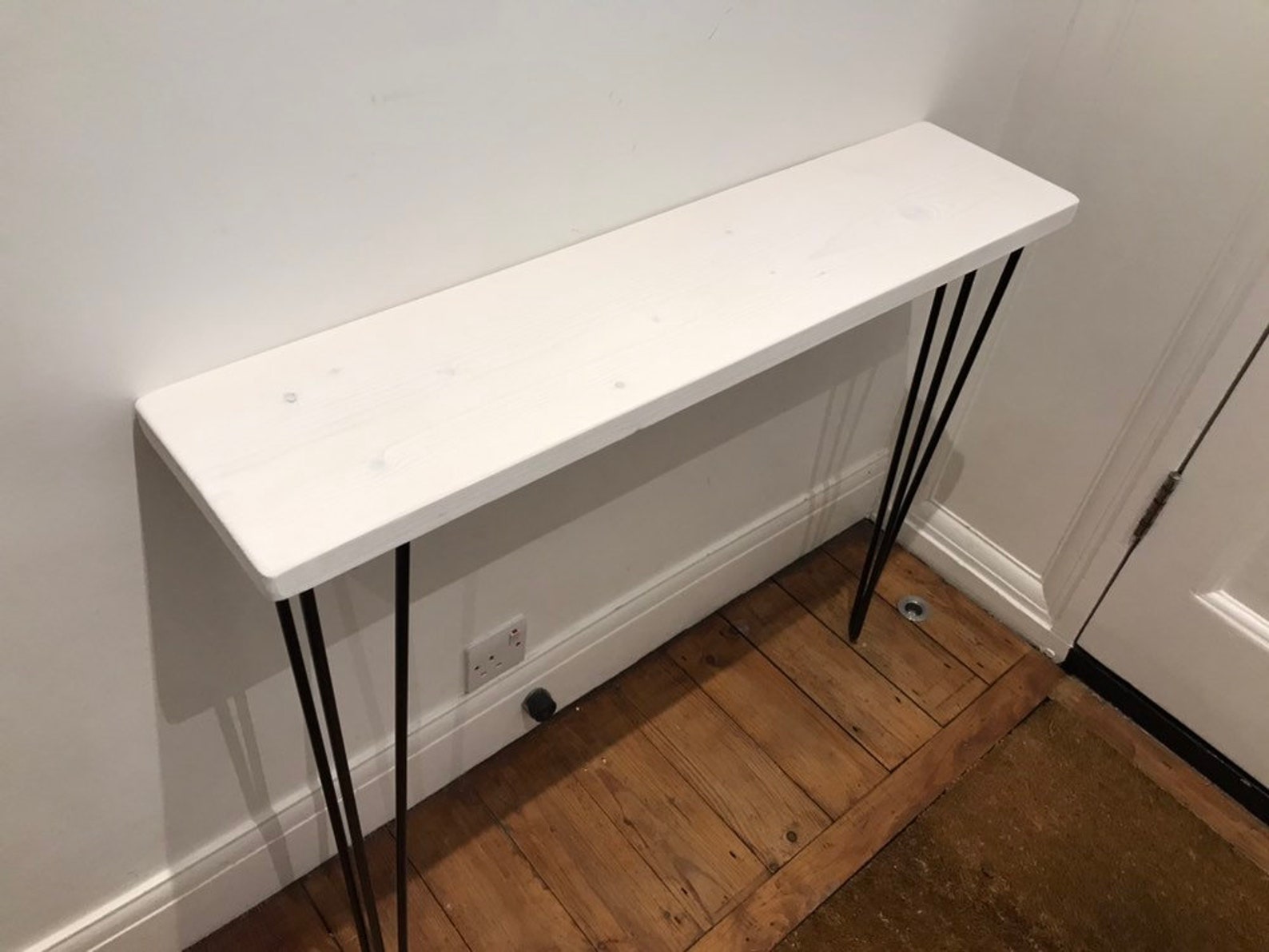 Wooden console table with hairpin legs radiator shelf FREE Etsy