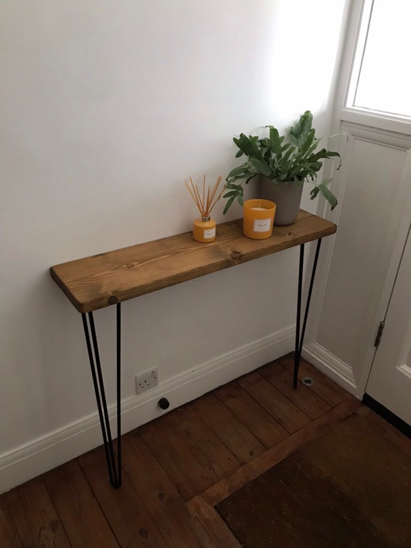Wooden console table with hairpin legs radiator shelf FREE Etsy