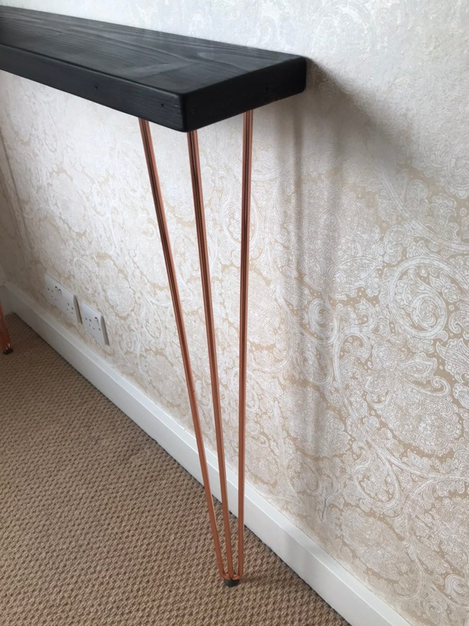 Wooden console table with hairpin legs radiator shelf FREE Etsy
