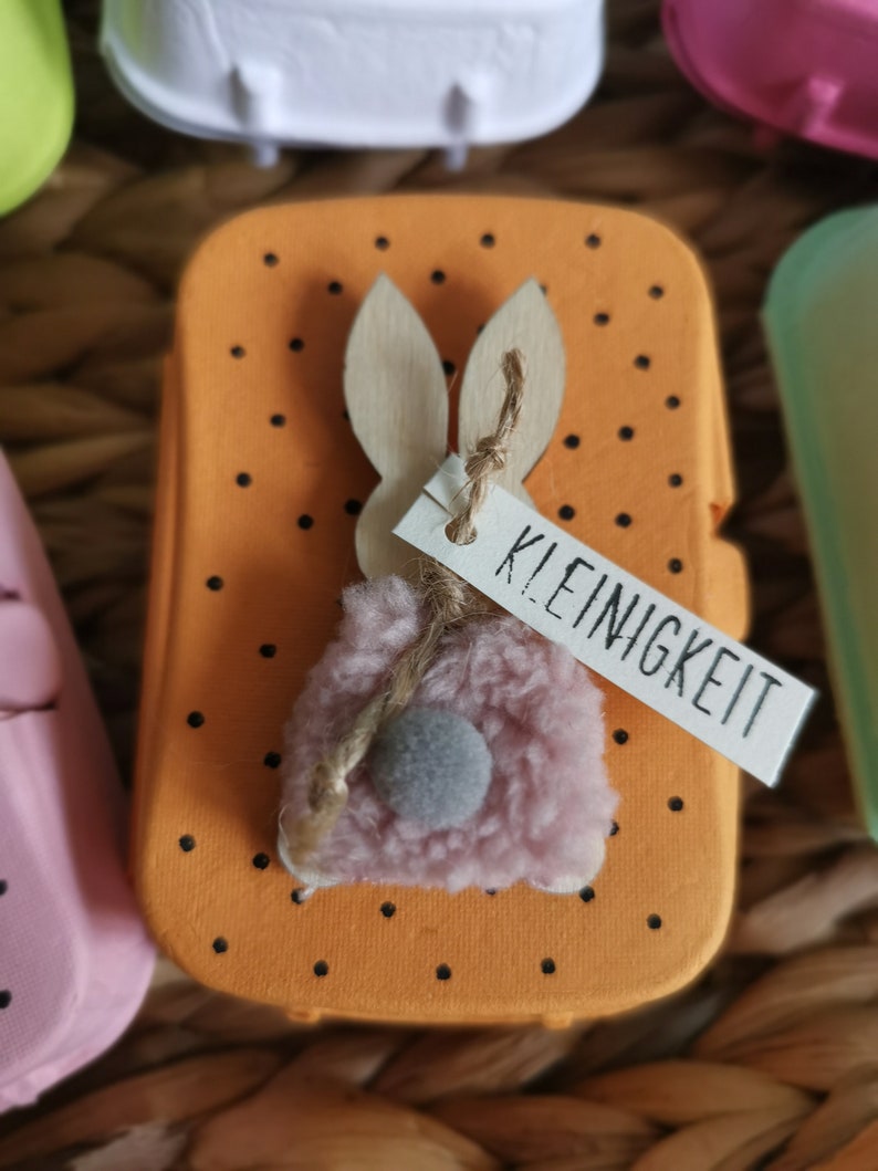 Wachtelei Mini 6 Eier Karton-Geschenk-Ostern-Mitbringsel-Happy Easter-Geburtstag-Geldgeschenk-Gutschein Verpackung-Kleinigkeit-Gastgeschenk Orange