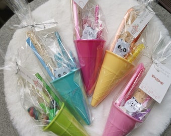 small filled candy cone, souvenir for study, work, school introduction, sibling gift, school enrollment, ice cream cone