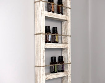 Tall skinny mini wooden box essential oil storage shelf with hempcord essential oil rack essential oil organizer