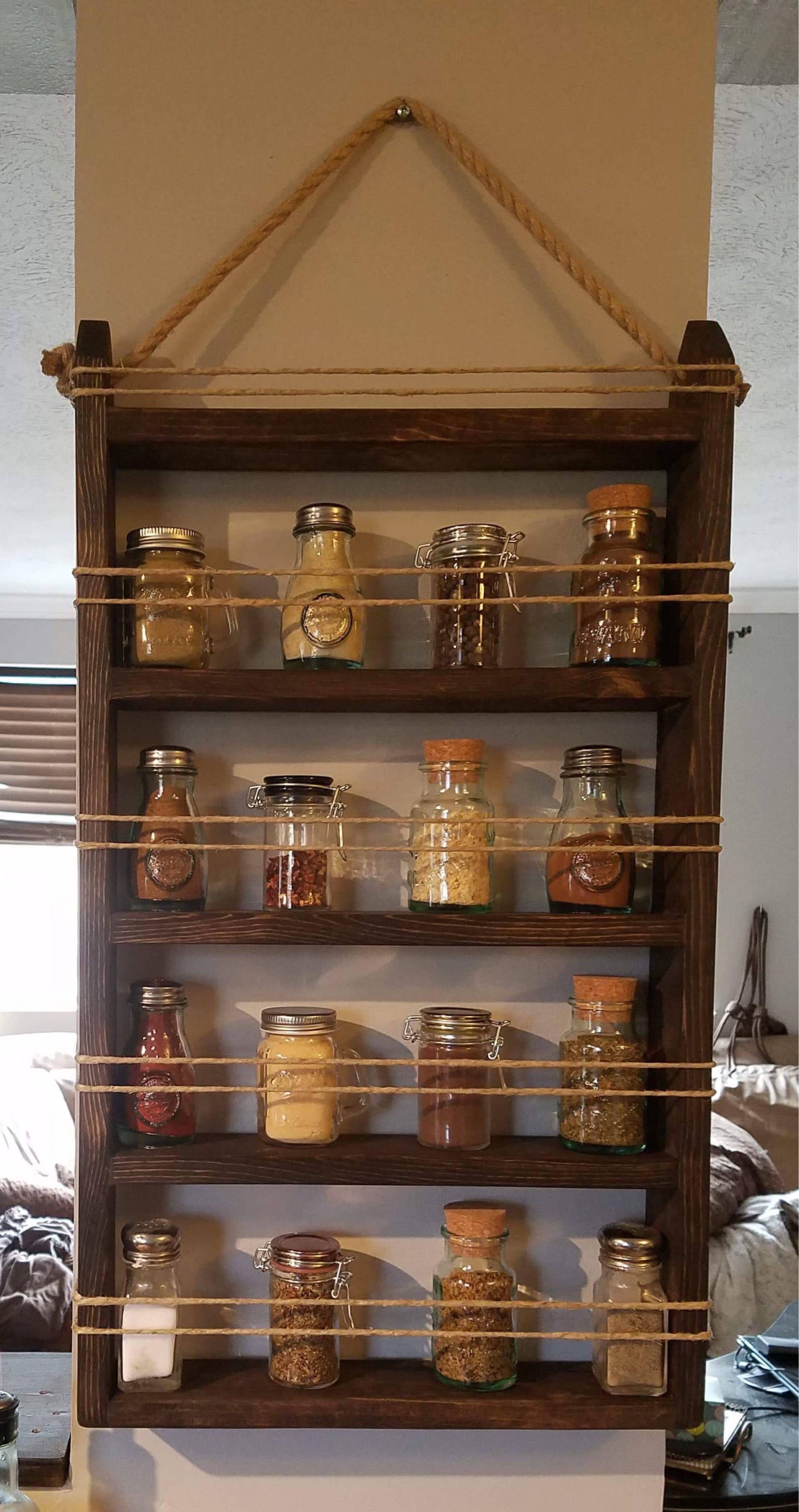 Wooden Extra Large Spice Rack Jrhomedecor Spice Bottle Shelf Etsy