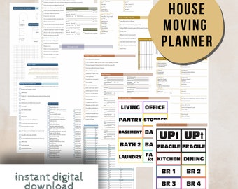 Moving Planner Checklists Relocation Guide Moving PCS military move printable planner digital download checklists new house moving labels