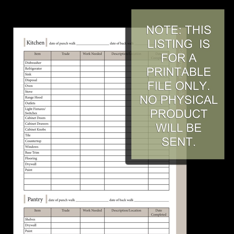 Home Renovation Planner Printable Guide Instant Download Etsy