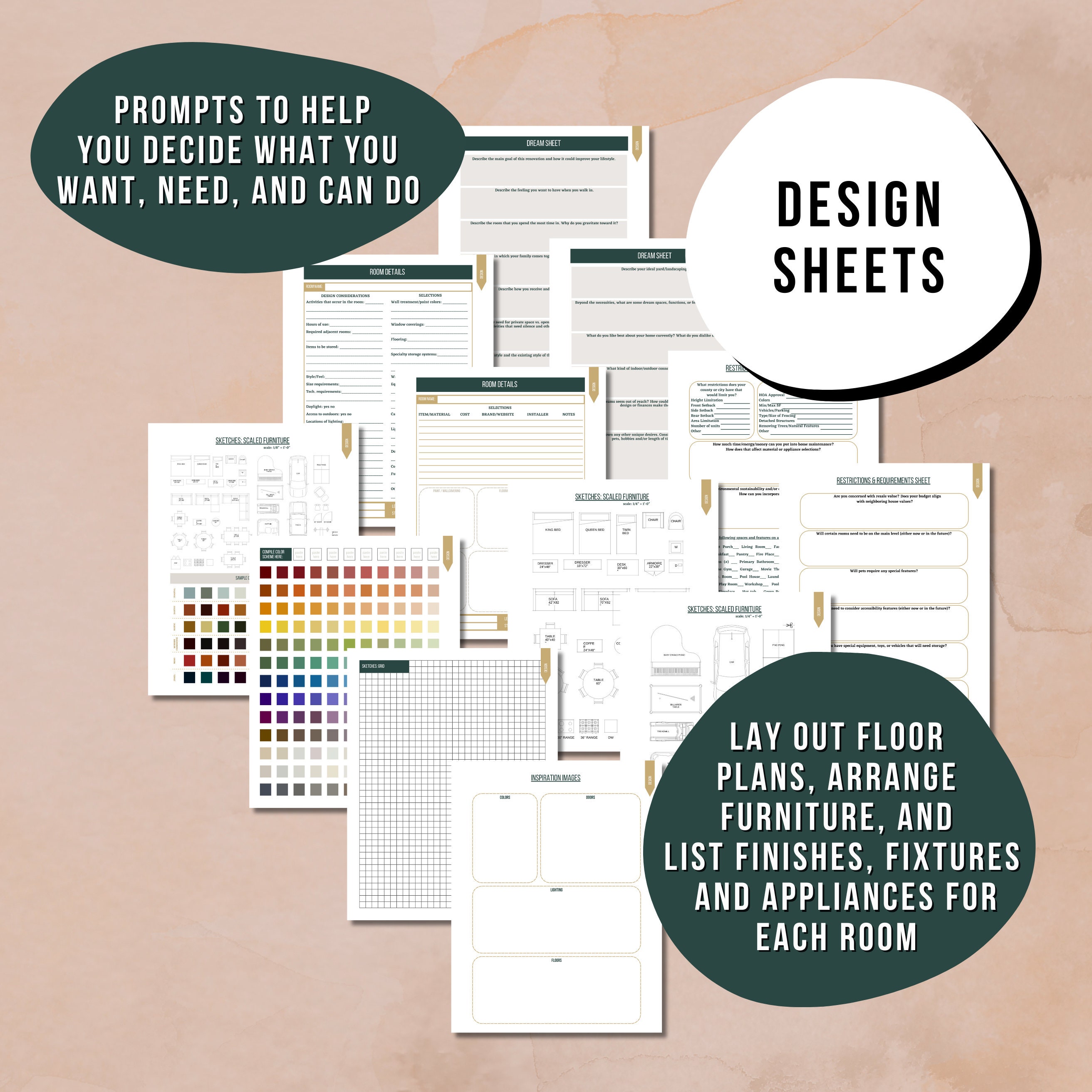 Home Renovation Planner, House Remodel Checklists, Printable Remodel
