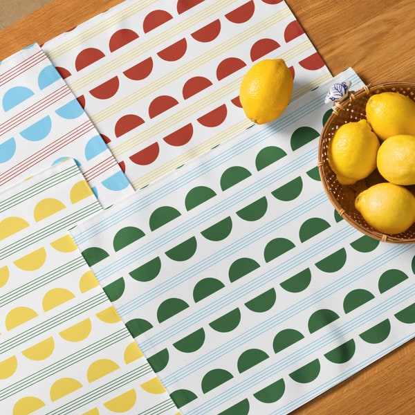 Colorful Geometric Pattern Placemat Set of 4 Rainbow Host Gift Mix and Match Casual Placemats Midcentury Modern Style Primary Color Placemat