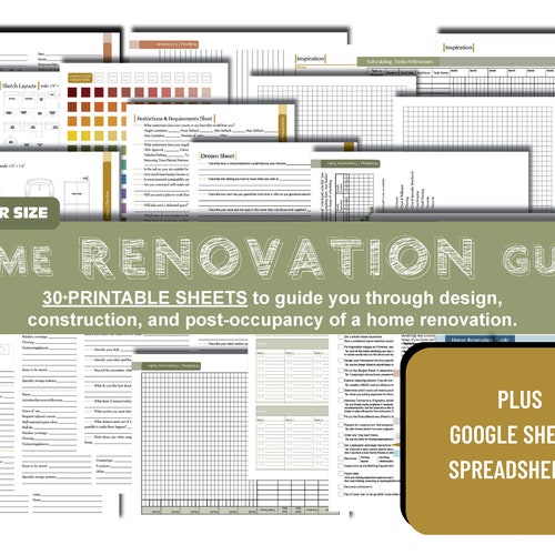 Home Renovation Planner House Remodel Guide and Checklists Etsy