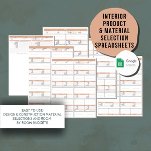 Interior Design Selection Renovation Budget Spreadsheets Remodel New Home Planner Organize Materials interior finish Appliance Color Choice