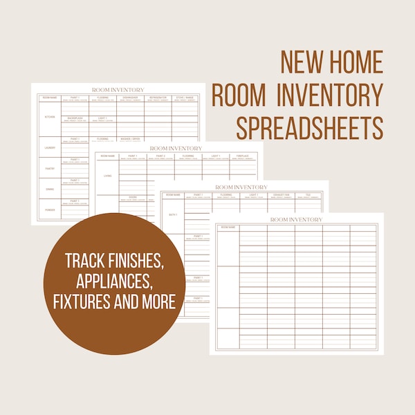 Interior Finish Spreadsheets Appliance Inventory New Home paint color finish Inventory, Interior Design List Interior Decor Room Checklist