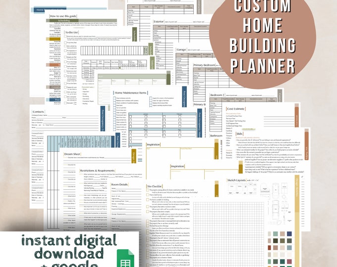 Home Building Planner Printable Guide, Organization for New Home Build ...