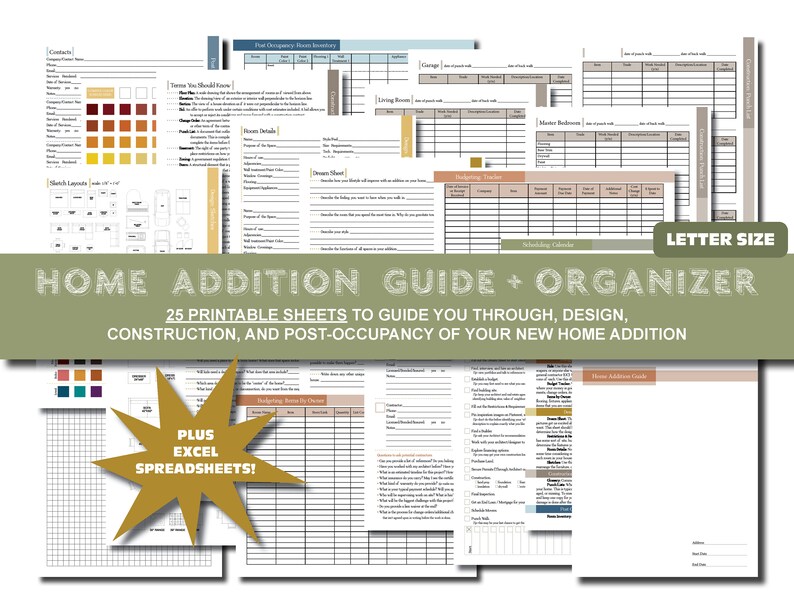 Home Addition Guide House Addition Organizer Planner Instant Download ...