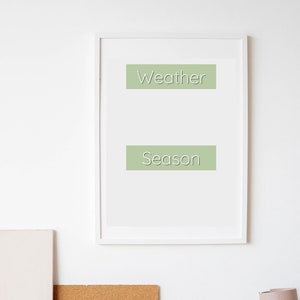 carte météo imprimable avec icônes assorties - météo et saison