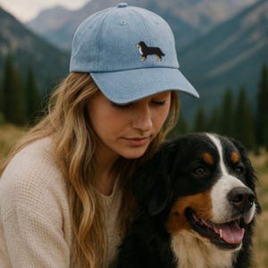 Bernese Mountain Dog Hat – Cute Embroidered Berner Cap for Women – Adjustable Cotton Baseball Hat