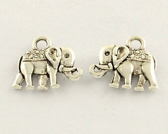 100pcs Tibetan Style Vintage Elephant Pendant Souvenir Jewelry Making Charm 14mm