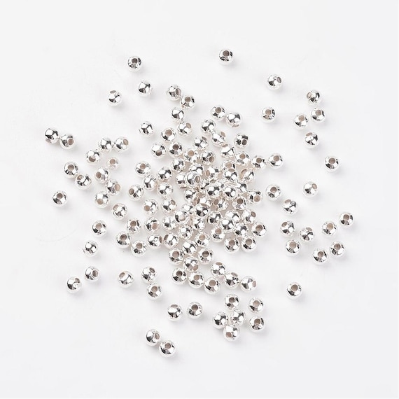 25 Pc Silver Spacer Beads, Round Rimmed Beads, Silver Plated Beads