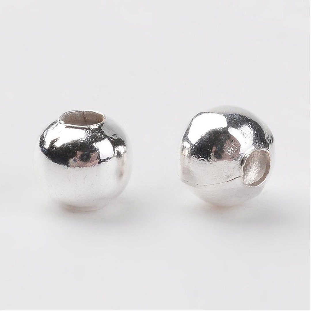 2000 Cuentas De Acrílico Plateado Metálico - 3mm, Forma Redonda Lisa, Ideales Como Separadores Para Joyería DIY