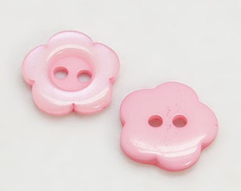 Pack of 20 Resin Flower Buttons – 15mm – Pink