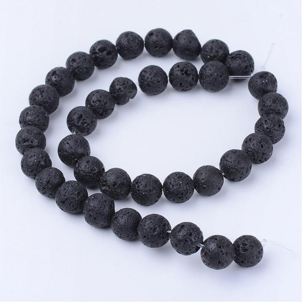 Natural Black Lava Beads Loose Beads Round 6mm