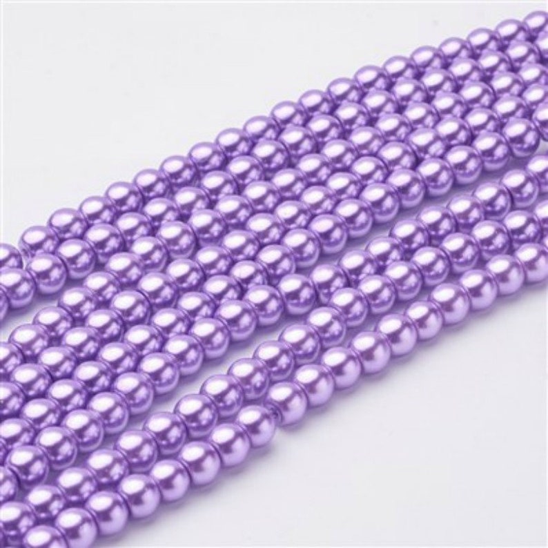 Pearlized 6mm x 100 or 8mm x 50 Round 4mm x 200 Lilac Glass Pearl Beads