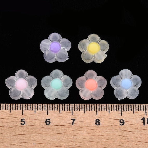 Pack of 50 Transparent Acrylic Frosted 12mm Bead in Bead Flower Beads 