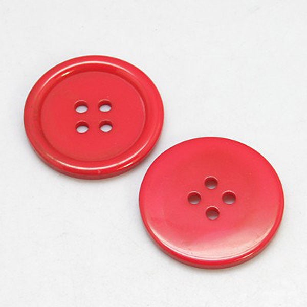 20 x Red Resin 20mm Round Buttons (4 Hole)