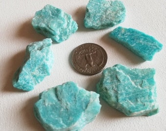 Amazonite Rough 6 Specimens 66,9 grams (From Perú). Amazonita Aspera 6 Especímenes 66,9 gramos (De Perú). Free shipping - envío gratis