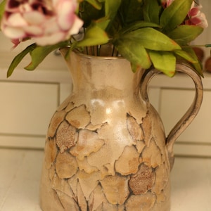 Large Vallauris AM ceramic flower vase pitcher jug – earthy toned vase – French vintage décor