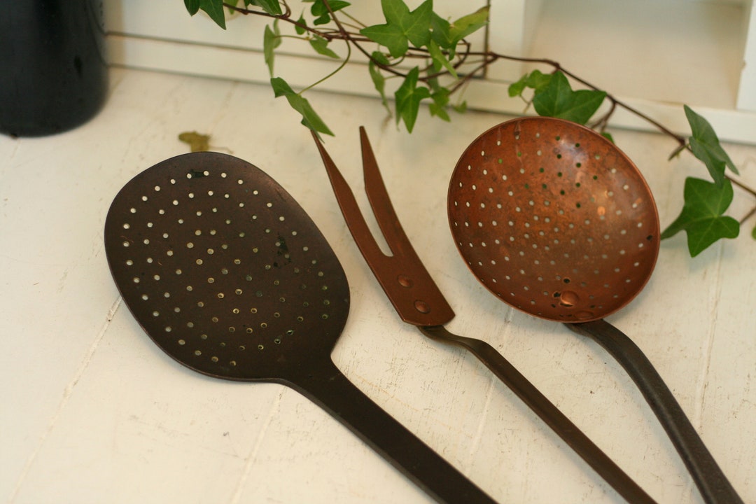 Set of 3 Kitchen Vintage Cooking Utensils French Vintage Cookware