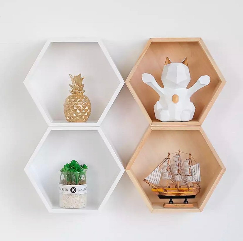 Wooden Hexagon Shelves Etsy
