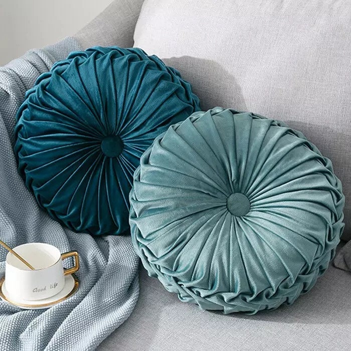 Velvet Pleated Round Cushion Etsy