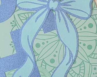 Baby Blue Glitter Bow Birthday Banner | Coquette Party Decor
