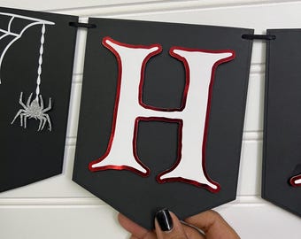 Halloween-verjaardagsbanner | Feestdecoratie spinnenweb
