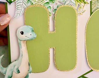 Babyshower banner dinosaurus binnenkort uit, Wild One prehistorische feestslinger