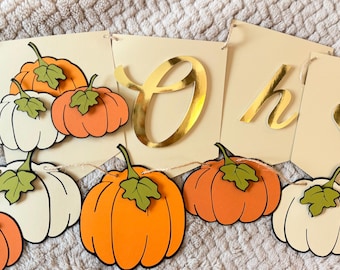 Little Pumpkin Baby Shower Banner, Gold Glitter Cursive Party Decorations