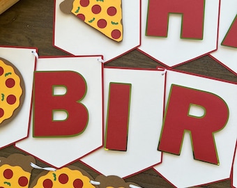 Pizza Birthday Banner: Pre-Strung Party Decor