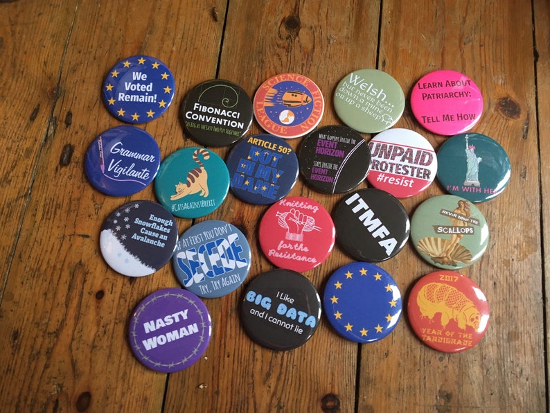 Any TWENTY of my pinback button badges, fridge magnets or mirrors image 1