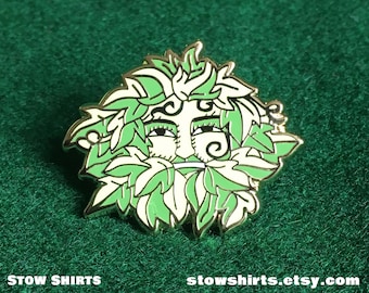 Green Man enamel pin, folk enamel pin, jack in the green pin badge, sf enamel pin, pagan enamel pin