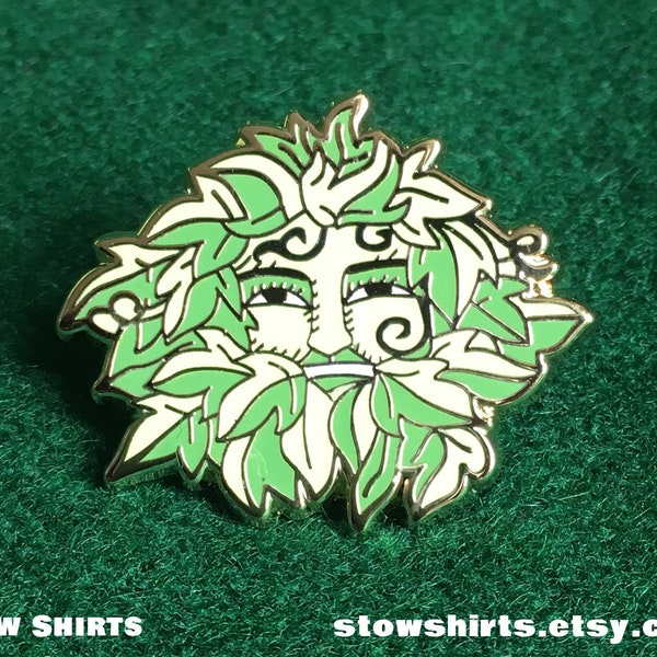 Green Man enamel pin, folk enamel pin, jack in the green pin badge, sf enamel pin, pagan enamel pin