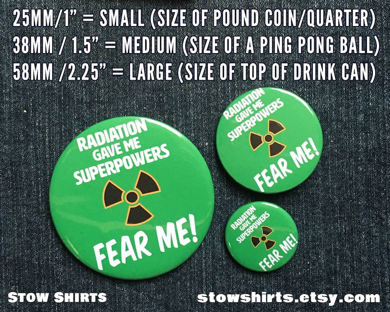 Radiation Gave Me Superpowers Fear Me pin button badge, cancer survivor pin button, funny radiotherapy gift, fridge magnet, pocket mirror image 3