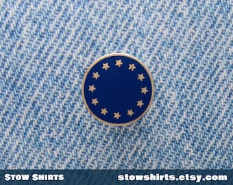 European Flag enamel pin, circular EU enamel pin, Europe metal pin badge, European enamel badge, europhile pin badge,