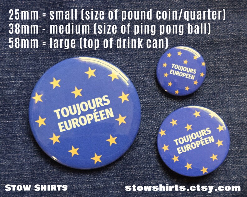 Toujours Européen pin button badge, badge, pro-remain fridge magnet, European pocket mirror, European flag image 2