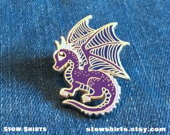 Baby dragon enamel pin, cute dragon enamel pin, cute purple dragon pin badge, cute baby dragon pin, kawaii dragon